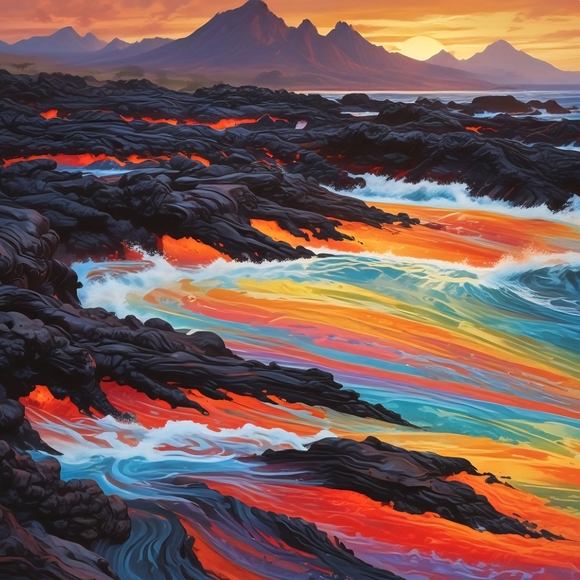 Vibrant Sunset Coastal Art Print - Picture 1 of 8